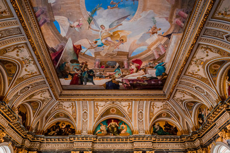 VIENNA, AUSTRIA, MAY 24, 2023: interiors, frescoes and architectural details of the Vienna kunstmuseum of fine artsのeditorial素材