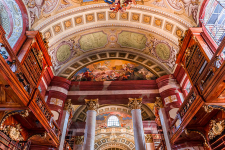 VIENNA, AUSTRIA, MAY 24, 2023: interiors, frescoes and architectural details of theVienna national libraryのeditorial素材