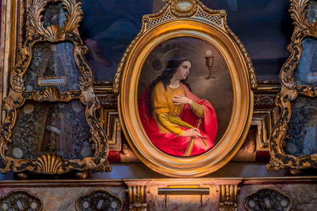 VIENNA, AUSTRIA, MAY 25, 2023: interiors, frescoes and architectural details of theJesuit churchのeditorial素材