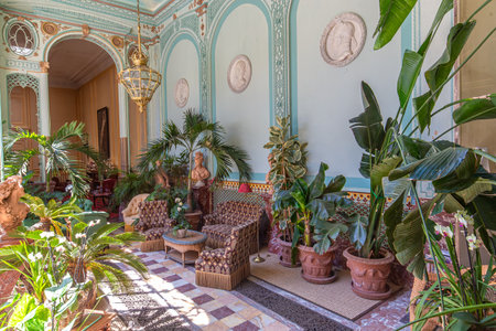 PARIS, FRANCE, JUNE 24, 2023: interiors, collections, furnitures and decors of Mansion of La Paiva, on Champs-Elysのeditorial素材