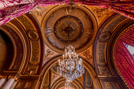 PARIS, FRANCE, JUNE 24, 2023: interiors, collections, furnitures and decors of Mansion of La Paiva, on Champs-Elysのeditorial素材
