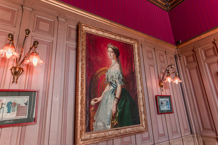 PARIS, FRANCE, JUNE 24, 2023: interiors, collections, furnitures and decors of Mansion of La Paiva, on Champs-Elysのeditorial素材