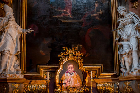 VIENNA, AUSTRIA, MAY 25, 2023: interiors, frescoes and architectural details of Peterskirche churchのeditorial素材