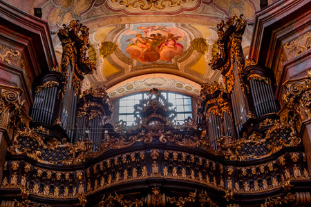 VIENNA, AUSTRIA, MAY 25, 2023: interiors, frescoes and architectural details of Peterskirche churchのeditorial素材