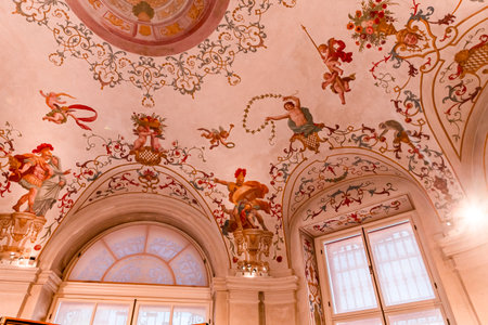 VIENNA, AUSTRIA, MAY 26, 2023: interiors, frescoes and architectural details of the Belvedere palaceのeditorial素材
