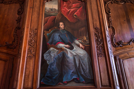 ARGOULES, FRANCE, JUNE 16, 2023: interiors and architectural details of the church in Valloires abbey, built 12th to 14th centuriesのeditorial素材