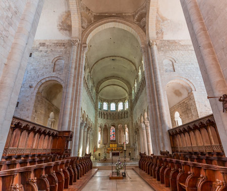 SAINT BENOIT SUR LOIRE, FRANCE, APRIL 19, 2023: interiors and architectural decors of Fleury benedictine abbeyのeditorial素材