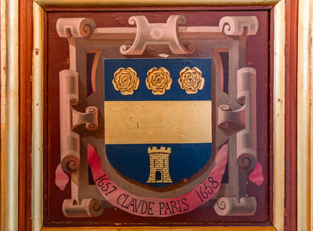 ORLEANS, FRANCE, APRIL 17, 2023: interiors and mural decors of Palace Groslot, historic city hall of Orleansのeditorial素材
