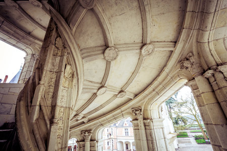 BLOIS, FRANCE, APRIL 18, 2023 , exteriors and architectural decors of royal castle of Blois, Loire valleyのeditorial素材
