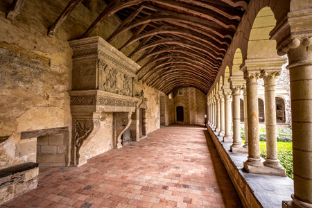 ANGERS, FRANCE, MARCH 22, 2024:the cloister of Saint-John medieval hospital, Angers, France