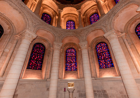CAEN, CALVADOS, NORMANDY, FRANCE, MAY 16, 2024: interiors and architectural details of church de la Trinite, also known as Ladies Abbey, Abbaye aux damesのeditorial素材