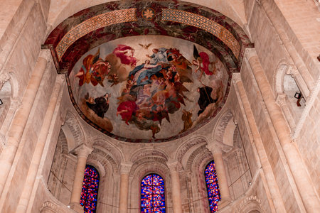 CAEN, CALVADOS, NORMANDY, FRANCE, MAY 16, 2024: interiors and architectural details of church de la Trinite, also known as Ladies Abbey, Abbaye aux damesのeditorial素材