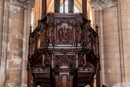 CAEN, CALVADOS, NORMANDY, FRANCE, MAY 13, 2024: interiors and architectural details of Saint Pierre churchのeditorial素材