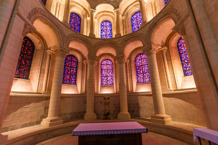 CAEN, CALVADOS, NORMANDY, FRANCE, MAY 16, 2024: interiors and architectural details of church de la Trinite, also known as Ladies Abbey, Abbaye aux damesのeditorial素材