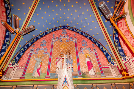 AIGUEZE, GARD, FRANCE, SEPTEMBER 19, 2024: interiors and architectural details of Saint-roch churchのeditorial素材