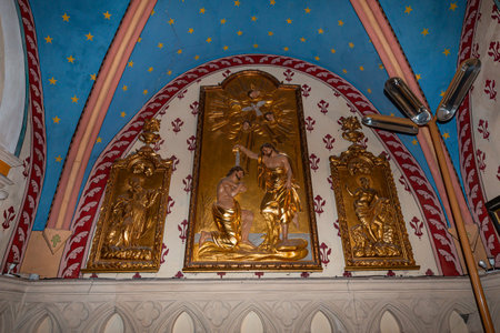 AIGUEZE, GARD, FRANCE, SEPTEMBER 19, 2024: interiors and architectural details of Saint-roch churchのeditorial素材