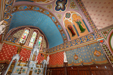 AIGUEZE, GARD, FRANCE, SEPTEMBER 19, 2024: interiors and architectural details of Saint-roch churchのeditorial素材