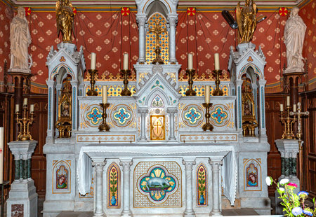 AIGUEZE, GARD, FRANCE, SEPTEMBER 19, 2024: interiors and architectural details of Saint-roch churchのeditorial素材