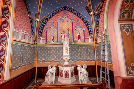 AIGUEZE, GARD, FRANCE, SEPTEMBER 19, 2024: interiors and architectural details of Saint-roch churchのeditorial素材