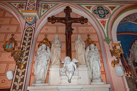 AIGUEZE, GARD, FRANCE, SEPTEMBER 19, 2024: interiors and architectural details of Saint-roch churchのeditorial素材