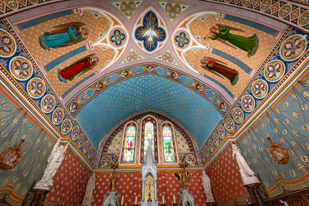 AIGUEZE, GARD, FRANCE, SEPTEMBER 19, 2024: interiors and architectural details of Saint-roch churchのeditorial素材