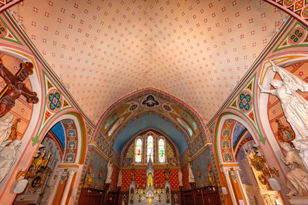 AIGUEZE, GARD, FRANCE, SEPTEMBER 19, 2024: interiors and architectural details of Saint-roch churchのeditorial素材