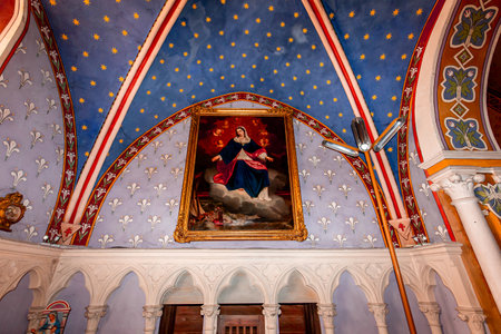 AIGUEZE, GARD, FRANCE, SEPTEMBER 19, 2024: interiors and architectural details of Saint-roch churchのeditorial素材