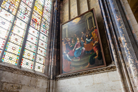 ROUEN, FRANCE, MAY 08, 2024: interiors and architectural decors of Saint Ouen cathedralのeditorial素材