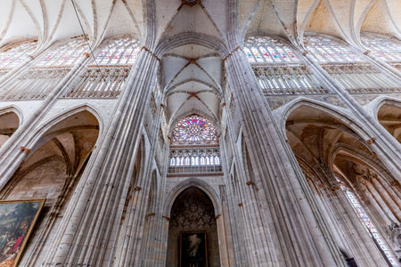 ROUEN, FRANCE, MAY 08, 2024: interiors and architectural decors of Saint Ouen cathedralのeditorial素材