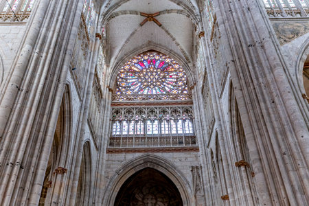 ROUEN, FRANCE, MAY 08, 2024: interiors and architectural decors of Saint Ouen cathedralのeditorial素材
