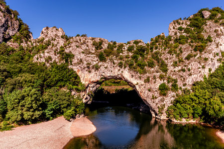 great canyon of the Ardeche river, in Cevennes mountains, South of Franceの写真素材