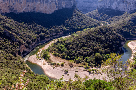 great canyon of the Ardeche river, in Cevennes mountains, South of Franceの写真素材