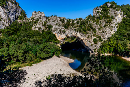 great canyon of the Ardeche river, in Cevennes mountains, South of Franceの写真素材