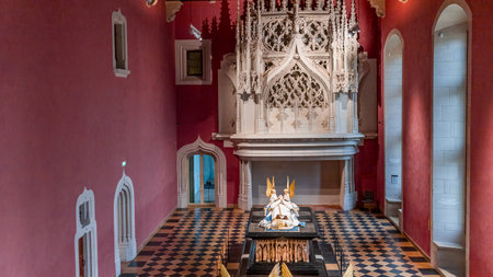 DIJON, BURGUNDY, FRANCE, OCTOBER 26, 2024: architectural details of Tombs of the dukes of Burgundy, in Dijon palace chapelのeditorial素材