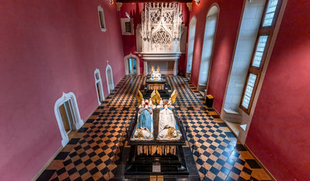 DIJON, BURGUNDY, FRANCE, OCTOBER 26, 2024: architectural details of Tombs of the dukes of Burgundy, in Dijon palace chapelのeditorial素材