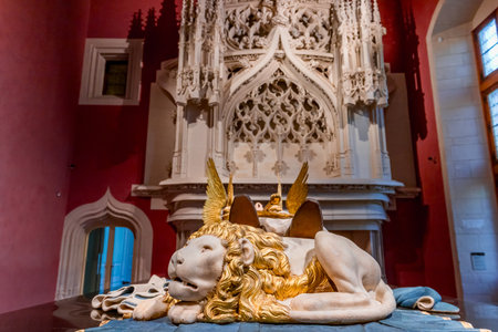 DIJON, BURGUNDY, FRANCE, OCTOBER 26, 2024: architectural details of Tombs of the dukes of Burgundy, in Dijon palace chapelのeditorial素材
