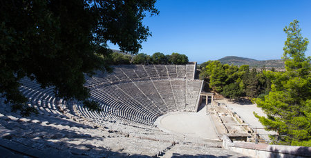 EPIDAURUS, GREECE, SEPTEMBER 12, 2017: Ancient theater of Epidaurus, September 12, 2017, in Argolis, peloponnese, Greeceの写真素材