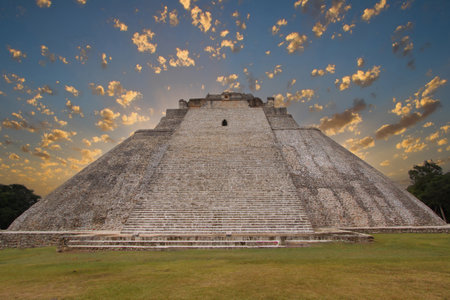 Mayan ruins of Uxmal, Yucatan, Mexico, Riviera Maya, Quintana Rooの写真素材