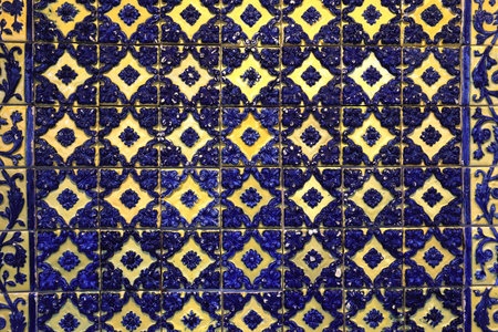 Ceramic mural colorful azulejos on a wall in Lisbon, Portugalの写真素材