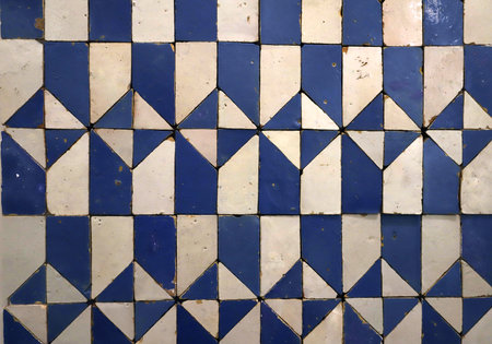 Ceramic mural colorful azulejos on a wall in Lisbon, Portugalの写真素材