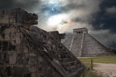 Mayan ruins of Chichen Itza, Yucatan, Mexico, Riviera Maya, Quintana Rooの写真素材