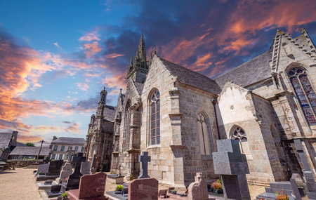 BODILIS, FINISTERE, BRITTANY, FRANCE, MAY 17, 2025: exteriors and architectural details of the Parish Close church, French term is enclosure parishielの写真素材