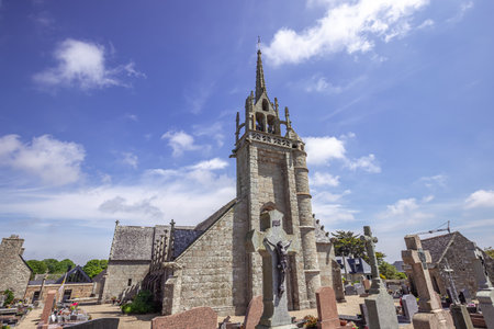 TREDEZ LOQUEMEAU, FINISTERE, BRITTANY, FRANCE, MAY 17, 2025: exteriors and architectural details of the Parish Close church, French term is enclos paroisialの写真素材