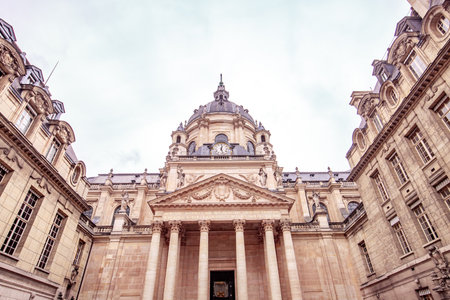 PARIS, FRANCE, SEPTEMBER 21, 2025: exteriors and architectural details of Sorbonne university, founded year 1253の写真素材