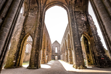 PLOUGONVELIN, FINISTERE, BRITTANY, FRANCE, JUNE 20, 2025: ruins of Saint-Mathieu de Fine-Terre Abbeyの写真素材