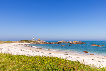 BRIGNOGAN, FINISTERE, BRITTANY, FRANCE, MAY 19: beach on the Channel Seaの写真素材