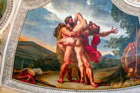 PARIS, FRANCE, MARCH 17, 2017: architectural details of gallery of Apollo, in the Louvre museum, place of robbery of French crown jewels, October 2025のeditorial素材