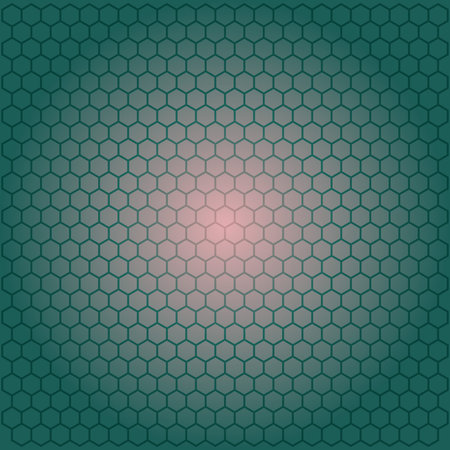 Hexagonal pattern with gradient background and bright center for business and technology designs and...