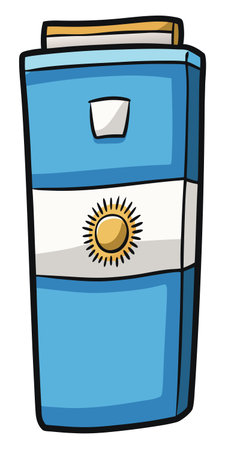 Stylized Argentina flag cartoon illustration. The transparent background is perfect for easy integration into designs.のイラスト素材