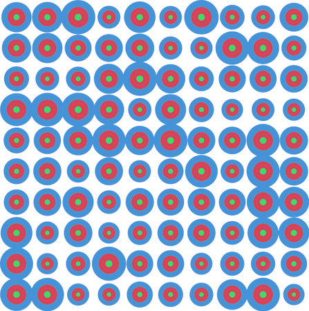 Vibrant blue, red, and green concentric circles form an engaging abstract target pattern. Perfect...